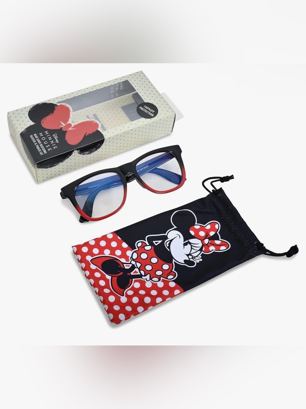 Disney Minnie Mouse Women’s Blue Light Glasses & Pouch NEW